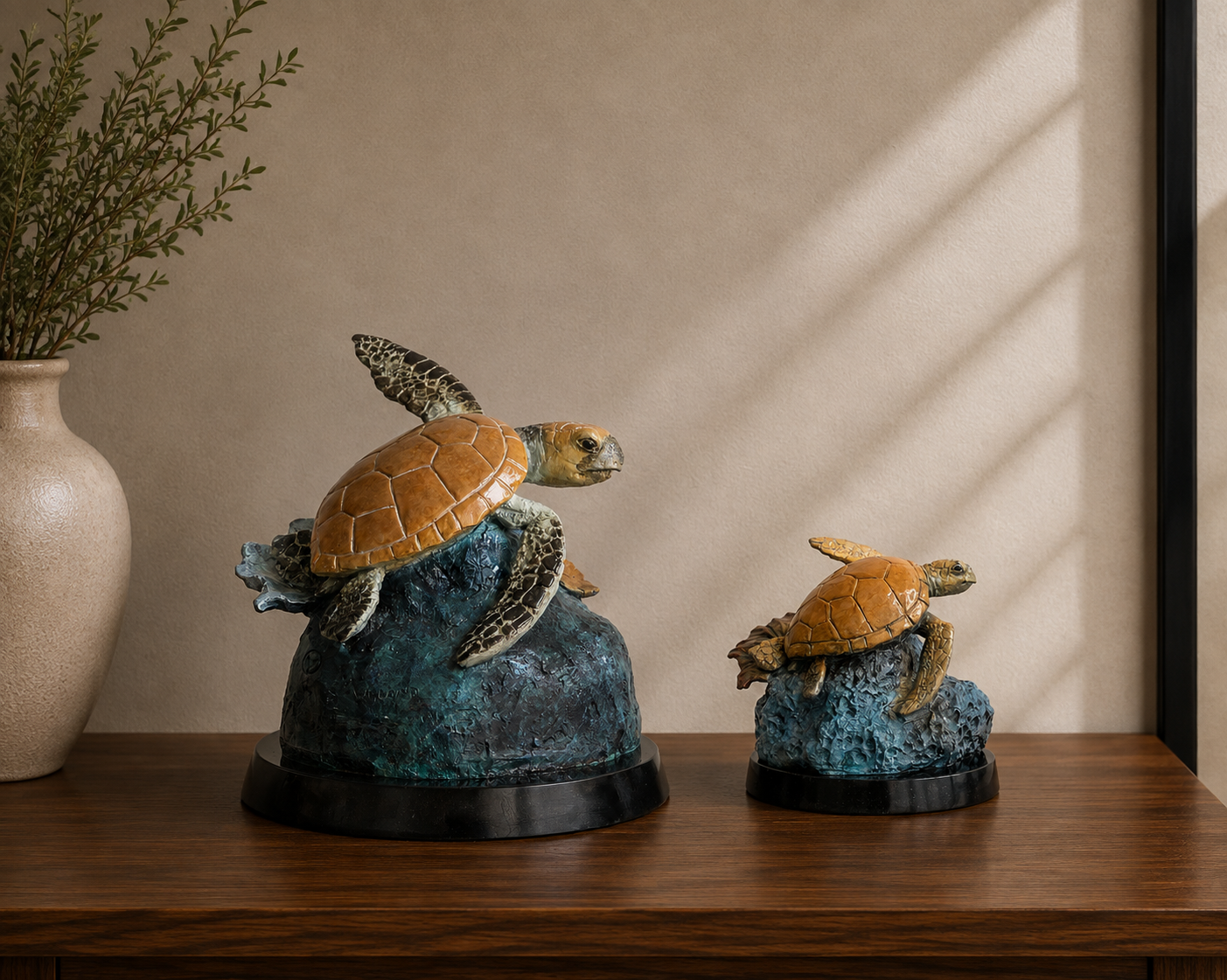 Freedom — Wyland bronze sea turtle memorial sculpture urns in two sizes