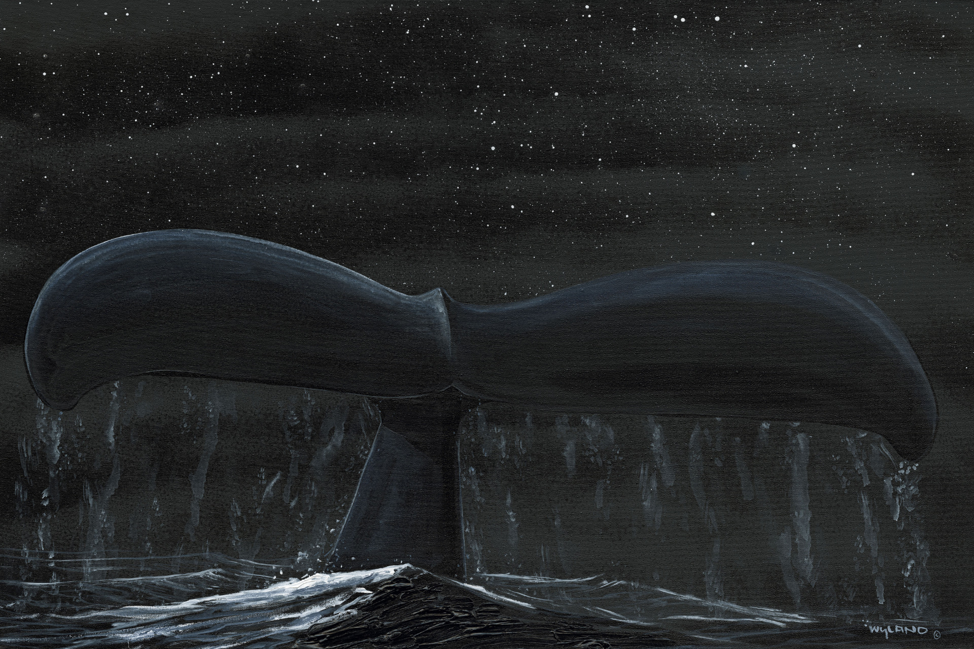 Humpback Sounding — an embellished Wyland humpback painting